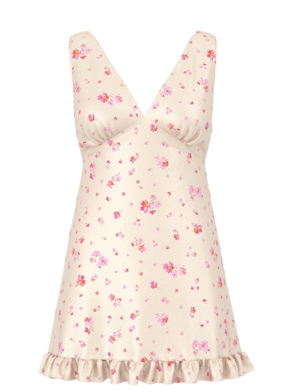 PINK Victoria's Secret Cream Slip Dress with Pink & Orange Floral Print